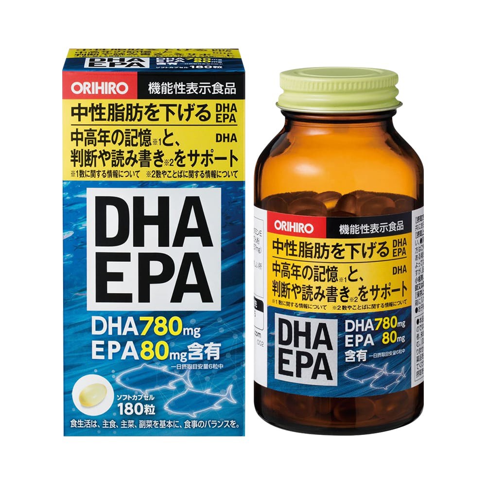 Viên bổ não DHA EPA Orihiro 180 viên – Giúp tăng cường trí nhớ, bổ sung dưỡng chất cho bà bầu, ổn định huyết áp