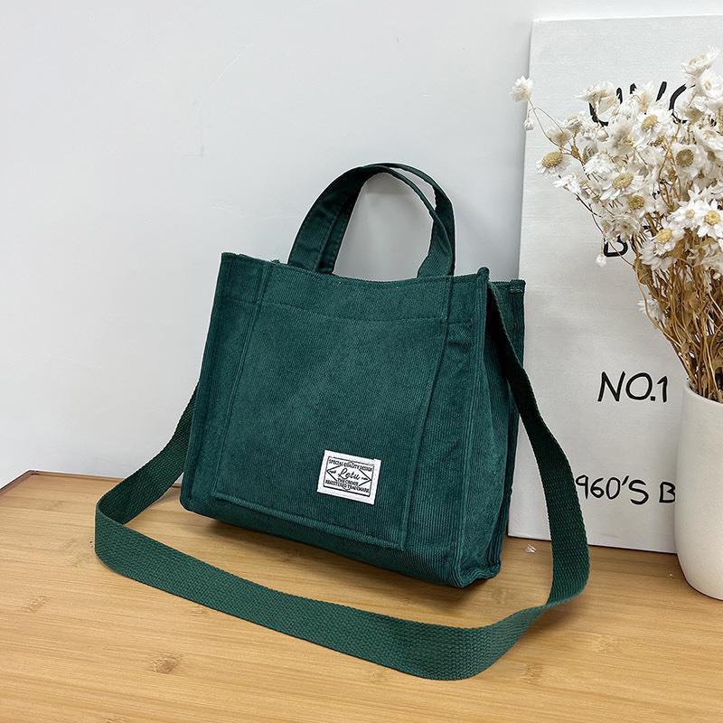 Túi đeo chéo đeo vai vải nhung sọc mini thời trang nữ theo phong cách Nhật Bản