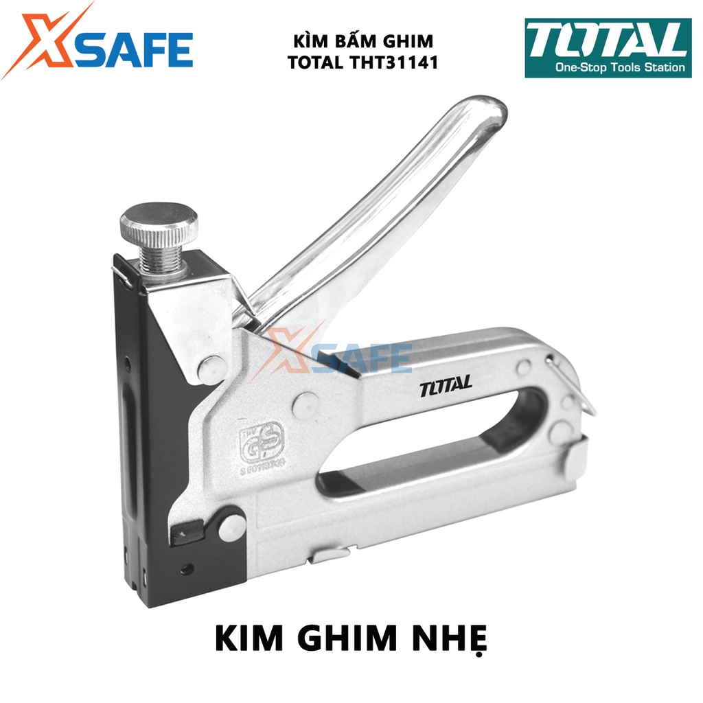 Kềm bấm ghim TOTAL THT31141 Kìm bấm ghim 4-14mm thép cao cấp, chống oxi hóa, bấm nhẹ, kim ghim nhạy, chắc chắn -XSAFE