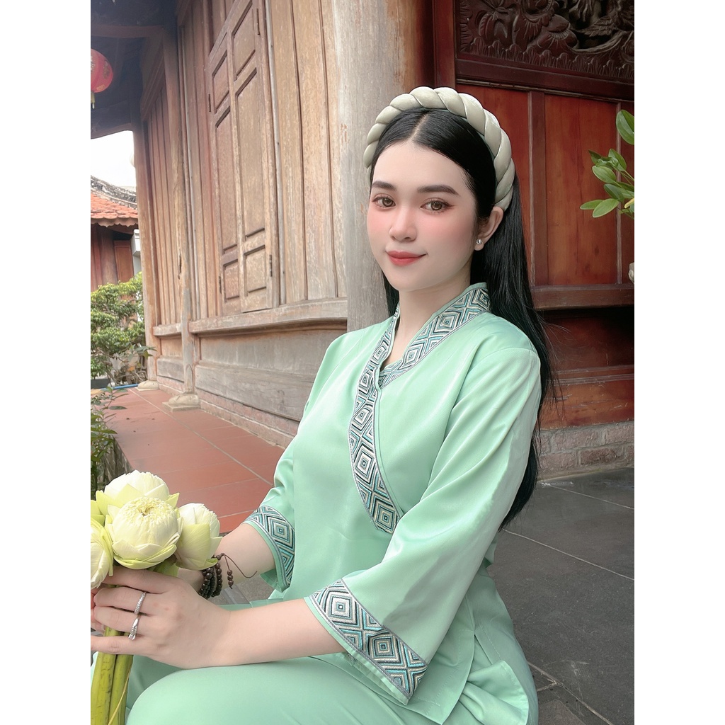 Đồ Lam Đi Chùa # Bộ Lụa Hàn Viền Họa Tiết# Quần Áo Nữ Cao Cấp