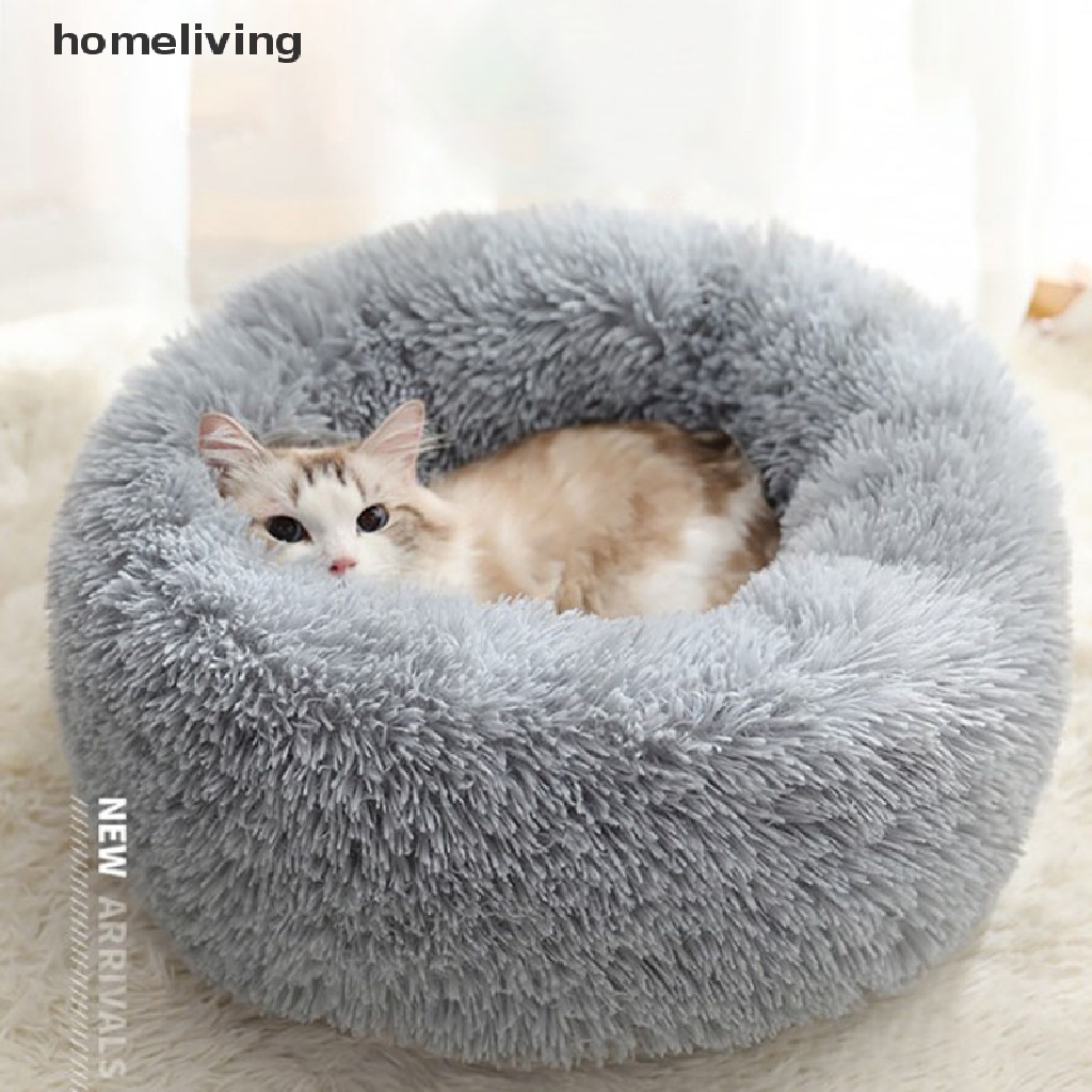 homeliving Comfy Calming Dog/Cat Bed Round Super Soft Plush Pet Bed Marshmallow Cat Bed .