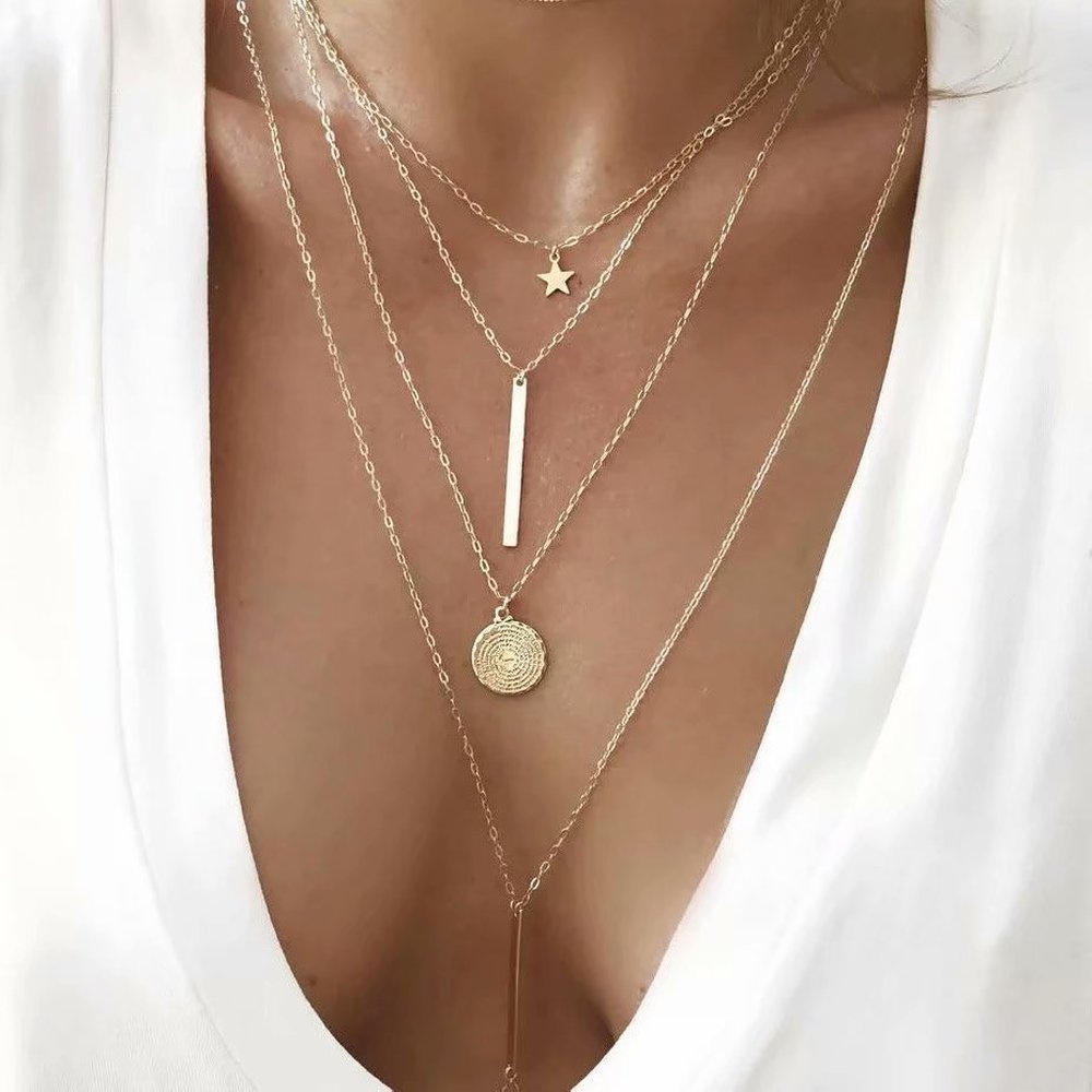 Vòng cổ Nhiều Lớp Đính Hạt Phong Cách Bohemia Cho Nữ