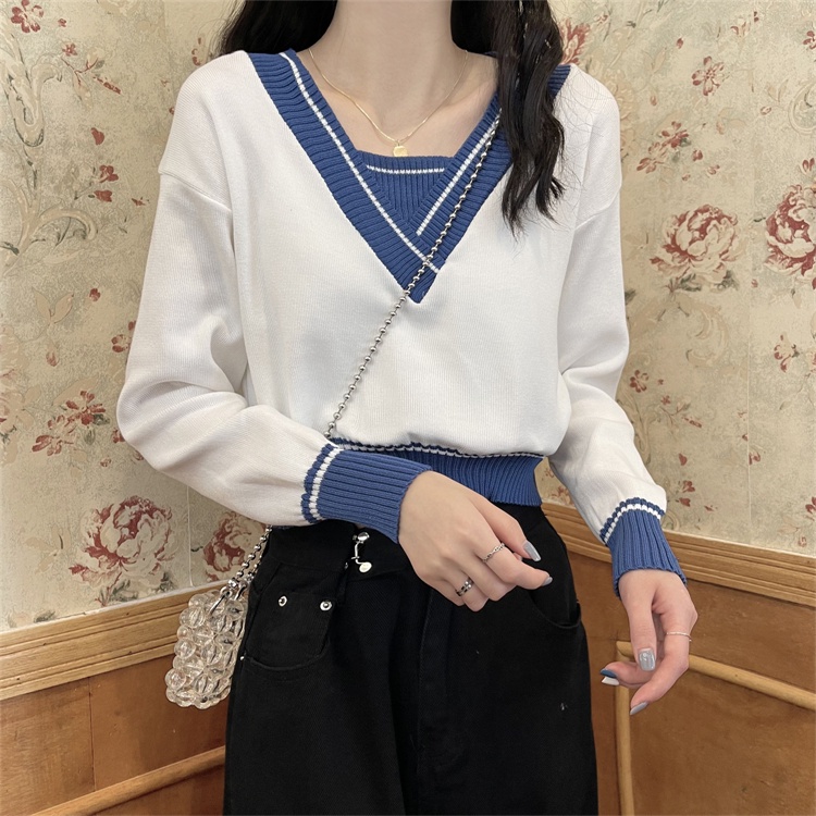 Áo len dệt kim cổ chữ V / áo len nữ kiểu dáng croptop siêu hot