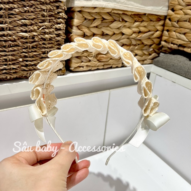 Bờm ren xếp ly handmade công chúa cho bé