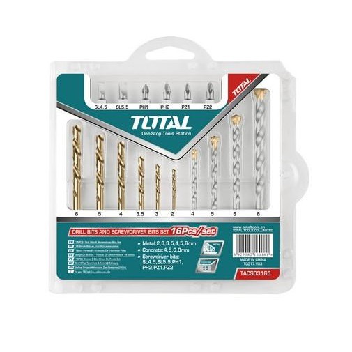 Total Bộ 16 mũi khoan và đầu bắt vít TACSD3165 AKSDB9165