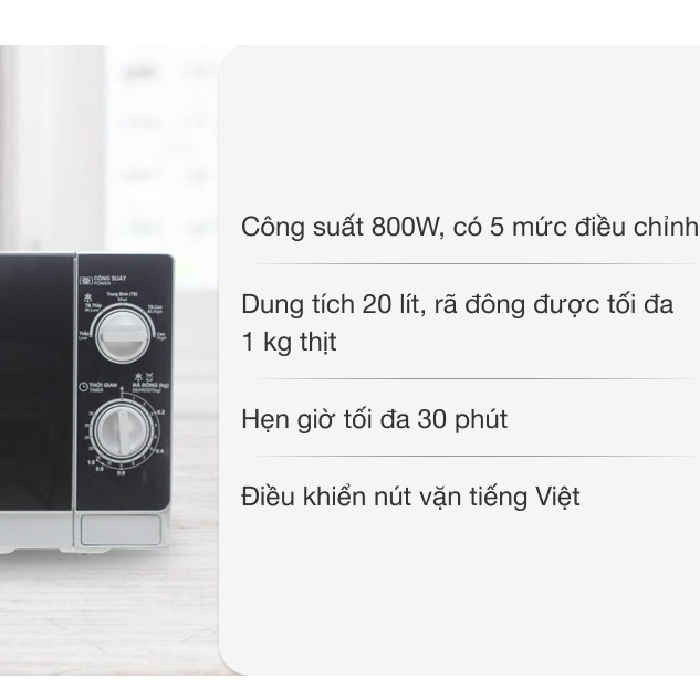 Lò vi sóng Sharp không có nướng núm xoay cơ 20l hâm nóng đồ ăn công suất 700W - 800W - HAPOS