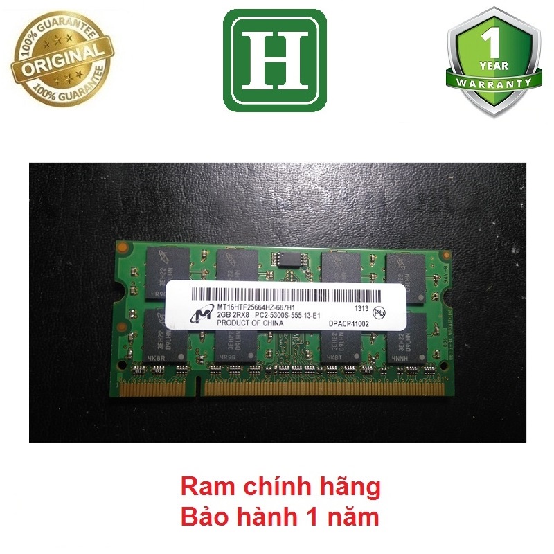 Ram laptop DDR2  2GB bus 667 - 5300s, hiệu Micron, bảo hành 1 năm