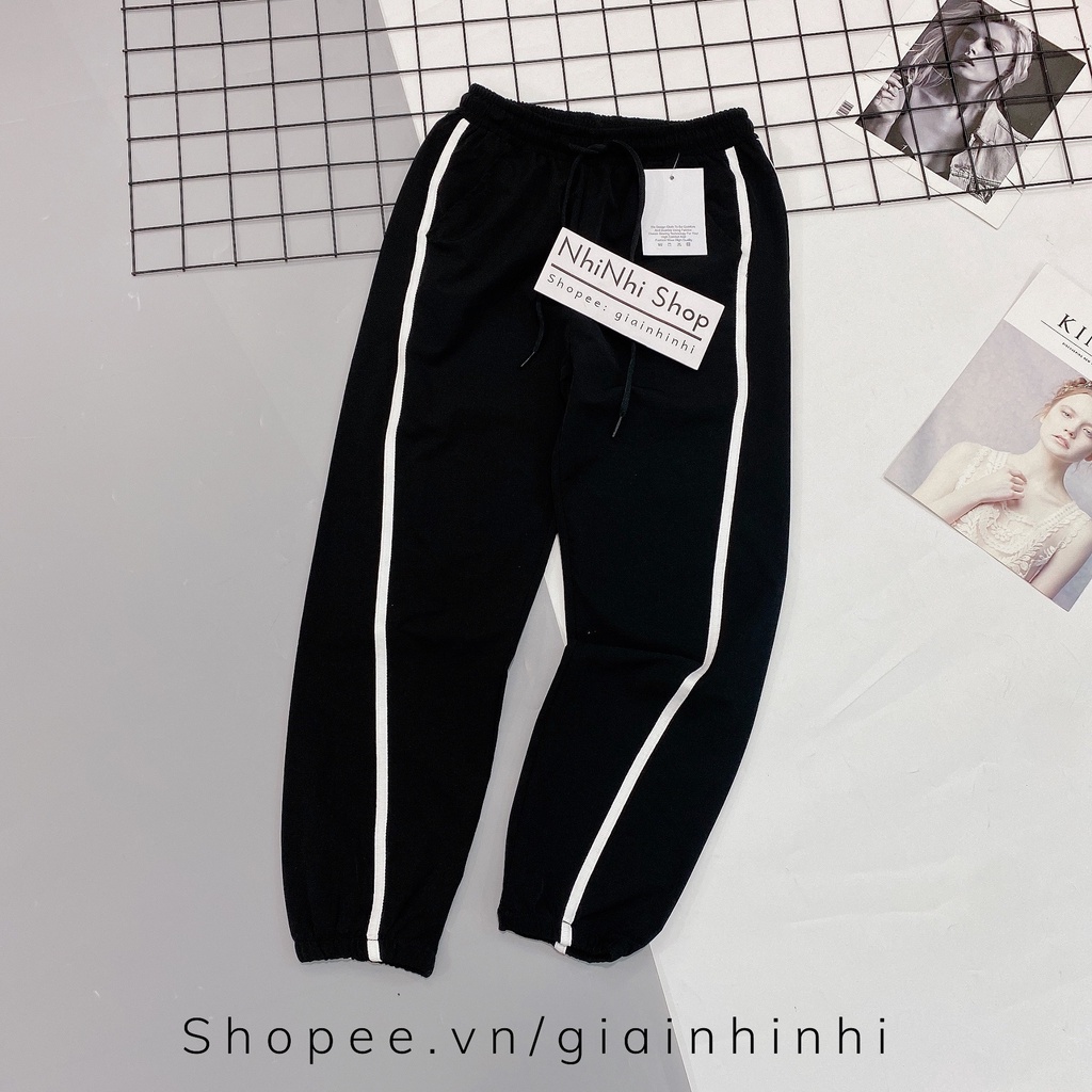 Quần thể thao 1 sọc bo ống siêu mát, Quần dáng bom ống bo cạp chun QS082 - NhiNhi Shop