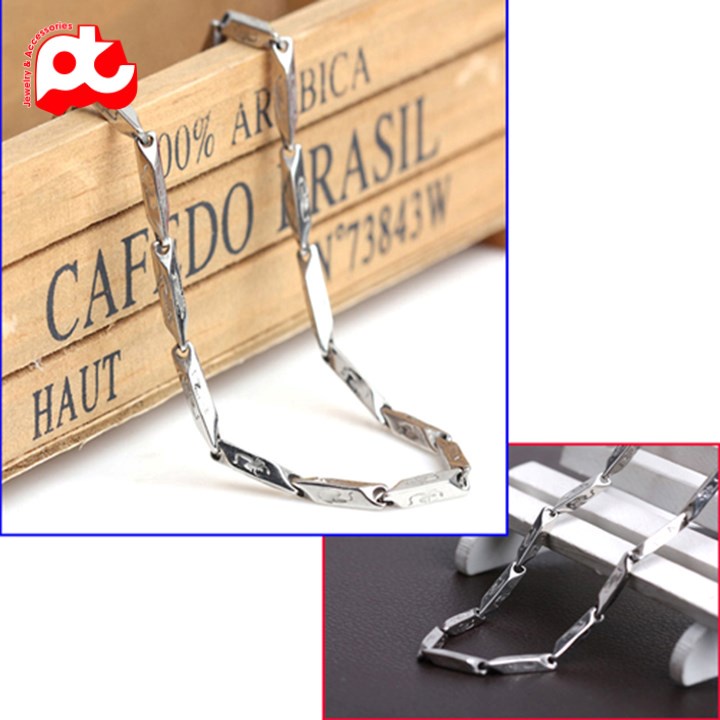Dây chuyền đẹp nam titan cao cấp thép không gỉ hỏa tiển khắc ngẫu nhiên hoa văn PT JEWELRY kích cỡ 3mm PTDCNA10