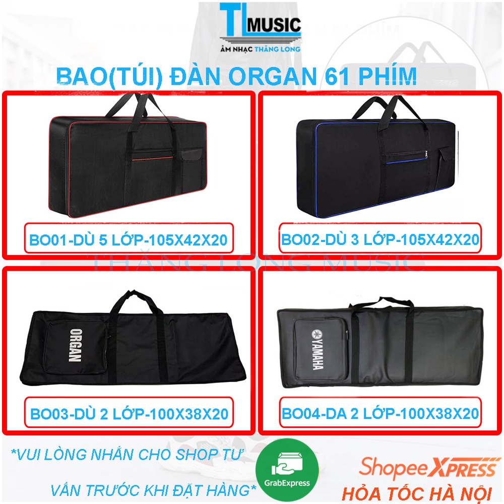 Bao Organ vải dù cao cấp 3 lớp, 5 lớp cho đàn KEYBOARD 61 phím