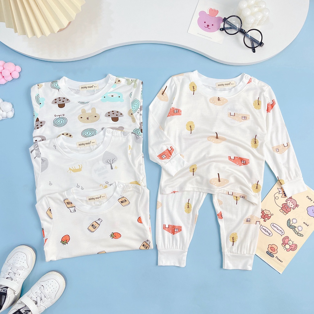 Bộ quần áo trẻ em dài tay Minky Mom Kẹo Mút cao cấp cho bé, chất thun lạnh mềm mịn siêu ấm mùa thu đông size 6-19kg