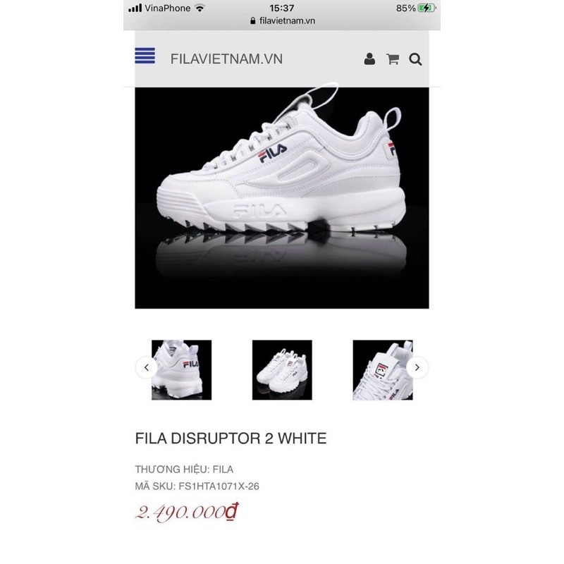 Giày FILA Disruptor 2 Nam Nữ Màu Trắng, Hàng Chính Hãng, Full Box, Tem, Tag...