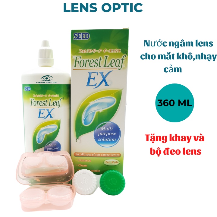 Nước ngâm kính áp tròng Forest Leaf EX 360 ml, nước rửa lens cho mắt khô và nhạy cảm- Lens Optic