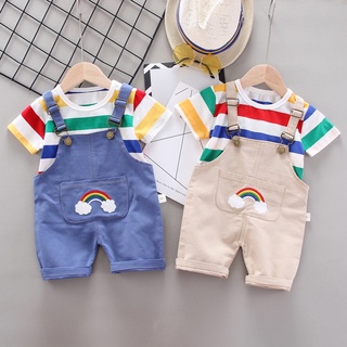 Bộ 2 món áo thun màu cầu vồng dễ thương thời trang cho bé trai gái