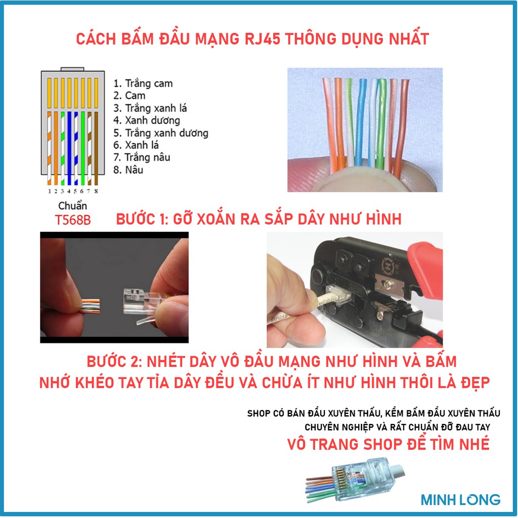 Đầu mạng RJ45 GOLDEN JAPAN Chân Đồng Nguyên Chất Mạ Vàng - LOẠI TỐT