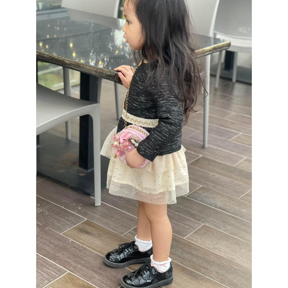 Set LENNCO áo dạ đen + chân váy