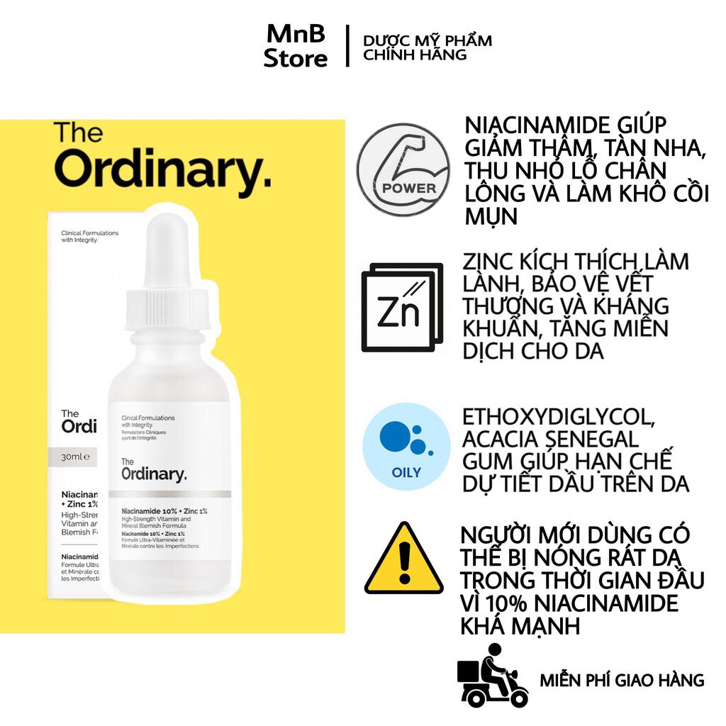 Tinh chất Niacinamide 10% + Zinc 1% - The Ordinary Giảm Mụn Thâm Hiệu Quả