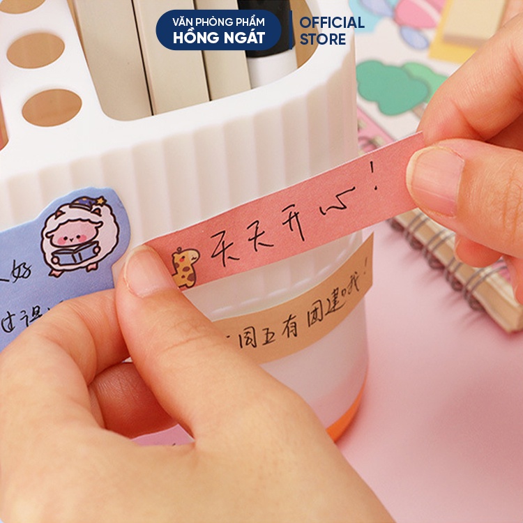 Giấy note cute hoạt hình, giấy ghi chú dễ thương nhỏ gọn nhiều màu 80 tờ đồ dùng học tập văn phòng phẩm GN10