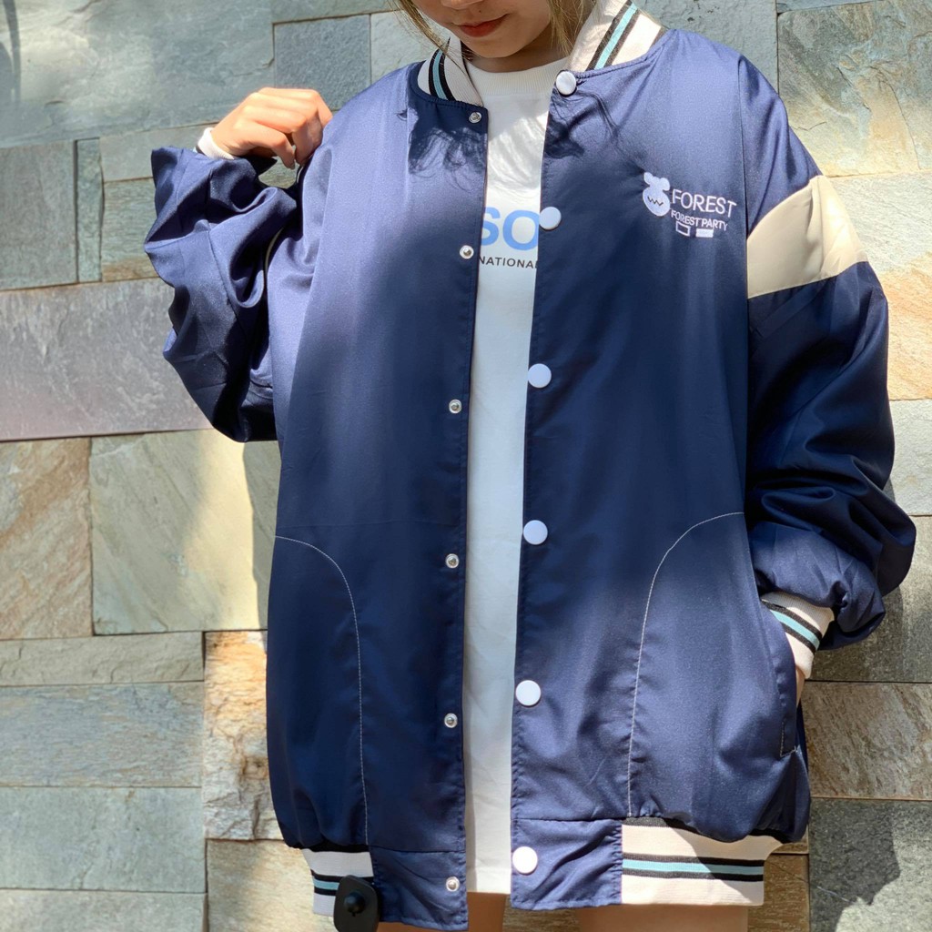 Áo bomber dù 2 lớp FOREST áo bóng chày form nam nữ oversize Unisex - GIN STORE