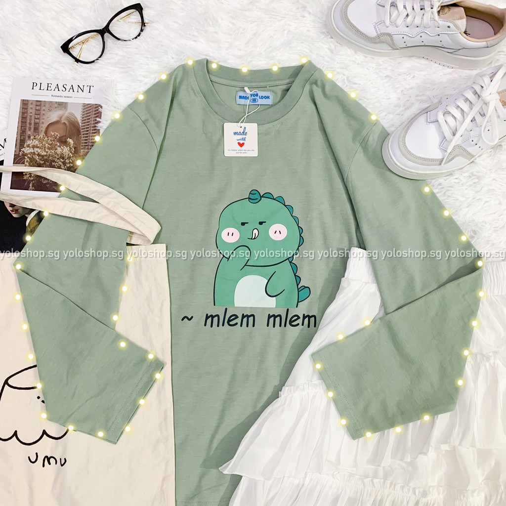 Áo Thun Tay Dài Unisex KHỦNG LONG MLEM MLEM Thu Đông ( HÀNG ĐẸP KÈM ẢNH THẬT )
