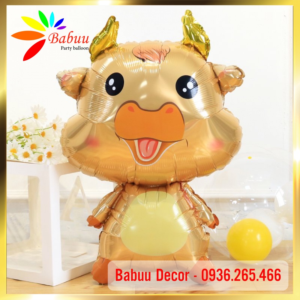 Bóng tráng nhôm hình trâu đỏ/ trâu vàng/ bò sữa cỡ lớn Babuu Decor