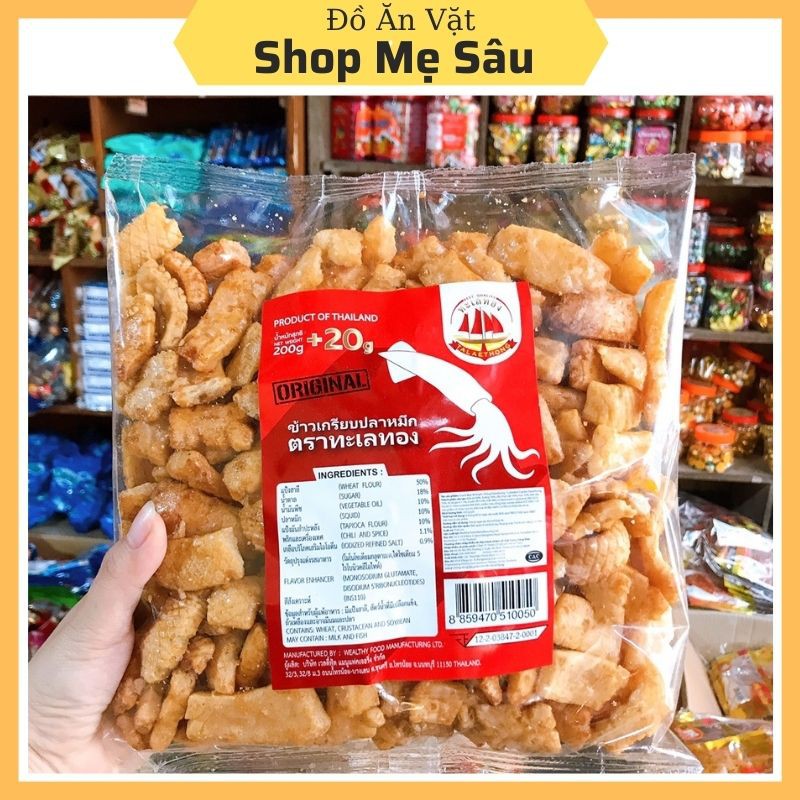 [Mã 77FMCGSALE1 giảm 10% đơn 250K] Gói 220g Snack Mực 💖FREESHIP💖 Bim Bim Vị Mực Nướng Thái Lan Giòn Ngon