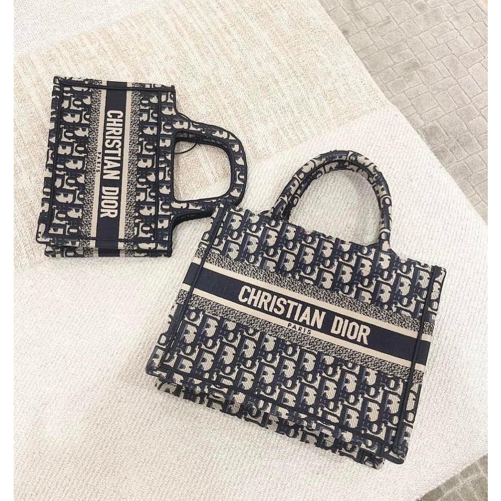Túi Dio Book Tote Size 26 2022 Chữ Xanh Có Hộp Hàng Sẵn Hình Thật Shop Chụp