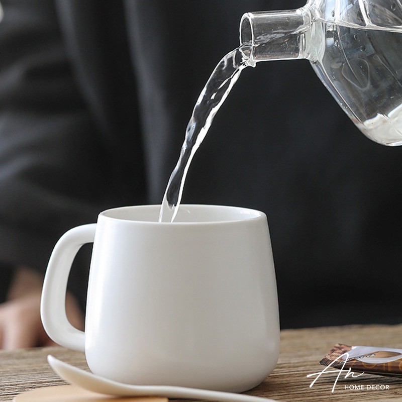 Cốc gốm sứ cafe cà phê uống nước nắp tre thìa sứ 350ml | BigBuy360 - bigbuy360.vn