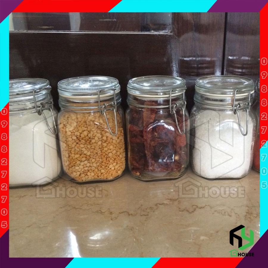 ITALY-Hũ thủy tinh nắp cài FIDO - Bormioli Rocco - 1000ml - Siêu kín hơi - Glass jar with airtight lid