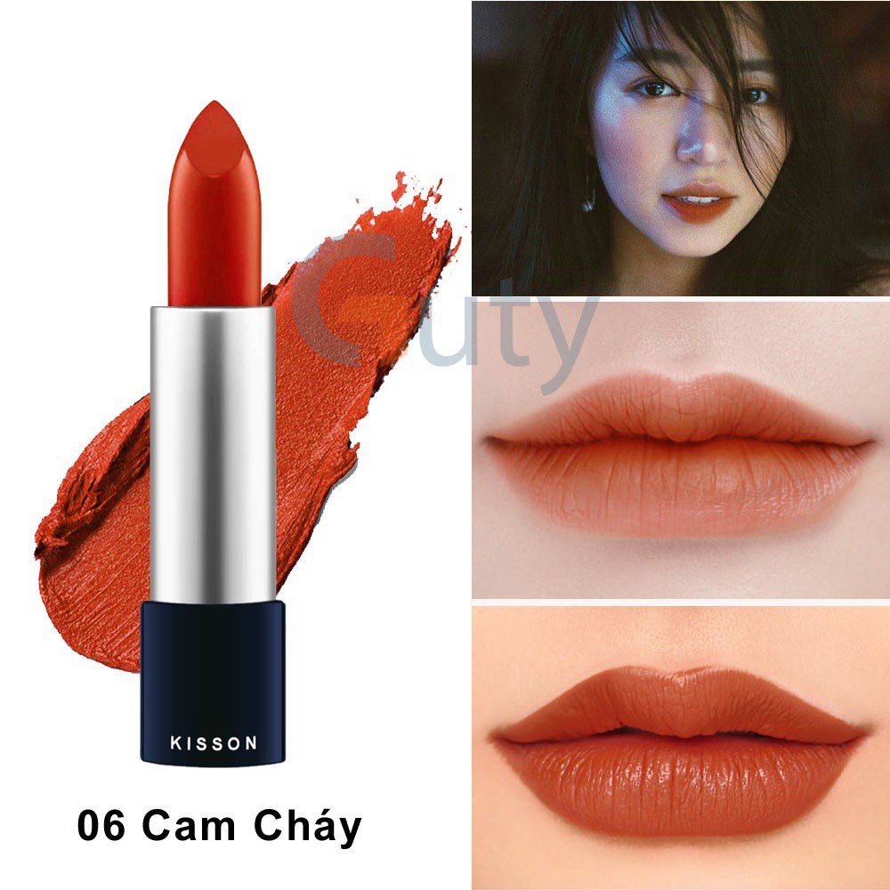 Son lì KISSON matte lipstick dạng thỏi từ thiên nhiên, chất siêu mịn mượt Tươi Tắn Ko Lo Bị Trôi -Sứa Closet