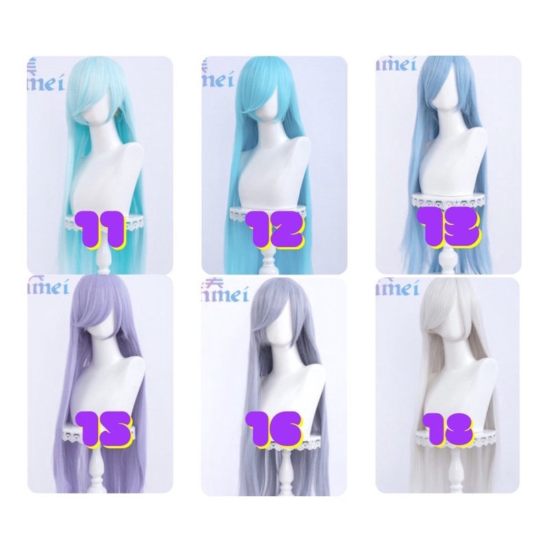 Wig có sẵn tại shop wig sky wig cơ bản 1m đỏ hồng vàng cam tím đen nâu wig xanh 1m