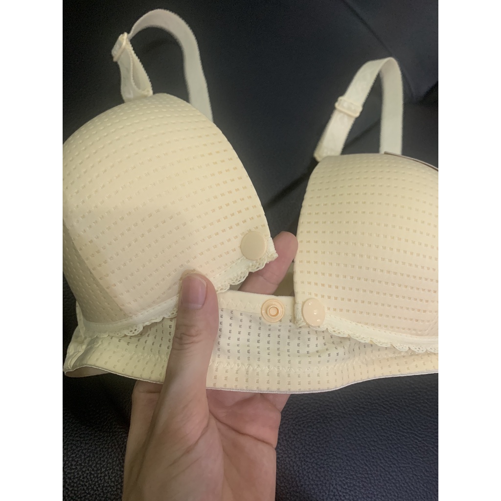 Aó Ngực Bầu Cho Con Bú Chống Chảy Xệ, Không Gọng Nâng Ngực Có Khuy Mở Cho Bé Ti A059 Lin Store66