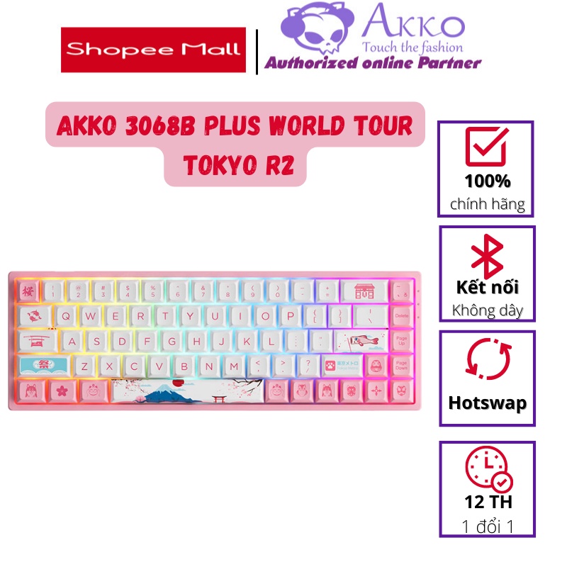 Bàn phím cơ AKKO 3068B Multi-modes World Tour Tokyo R2 (Bluetooth 5.0 / Wireless 2.4Ghz / Hotswap /AKKO CS Jelly sw)