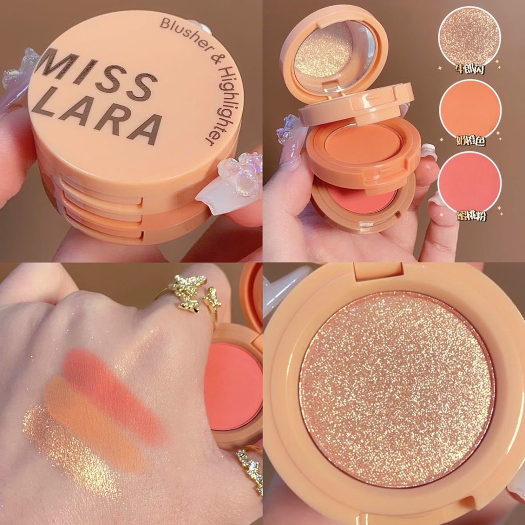 Phấn Má Hồng Bắt Sáng Miss Lara 3 Tầng 3 Màu Sắc Trang Điểm Kèm Gương Cực Xinh