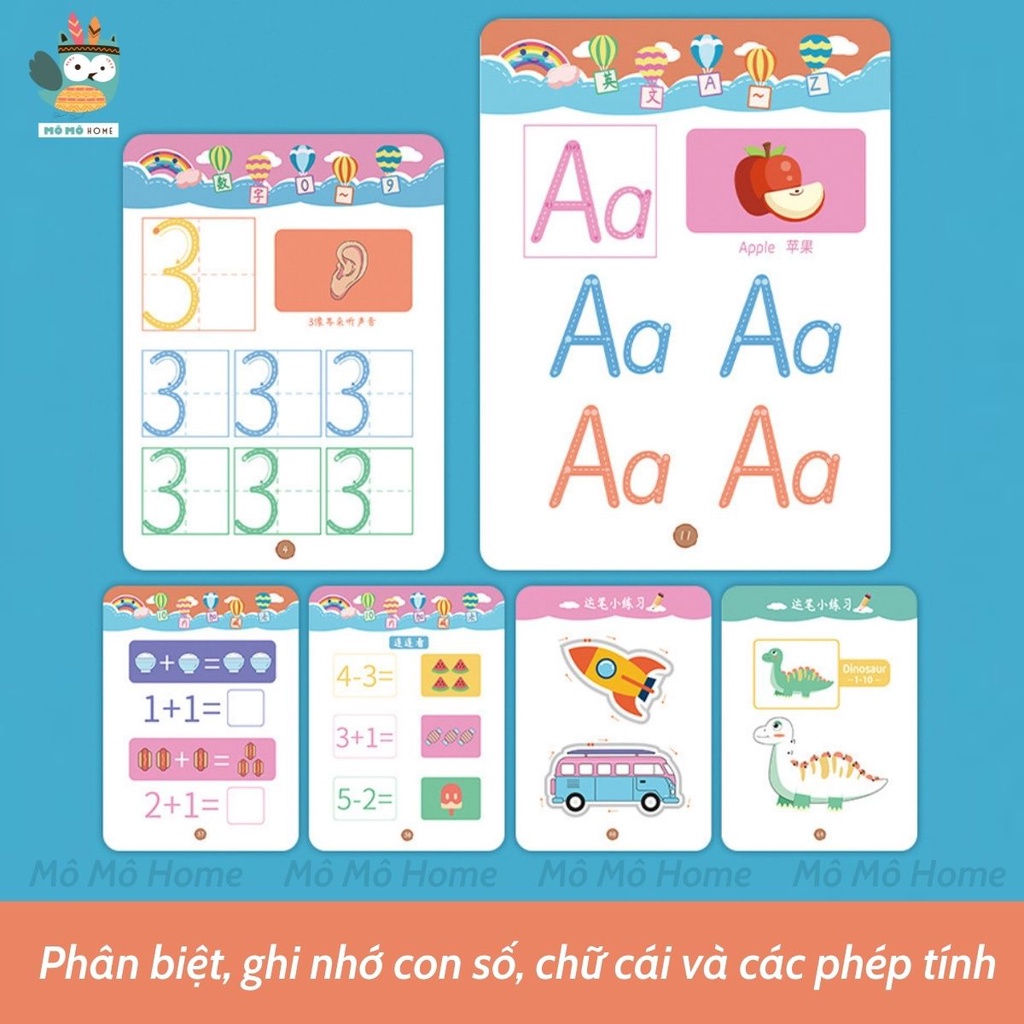 Quyển Vở Tập Viết Nhanh Cho Bé 64 Trang Bìa Cứng Làm Quen Chữ Số Bảng Chữ Cái Tái Sử Dụng Lại Nhiều Lần