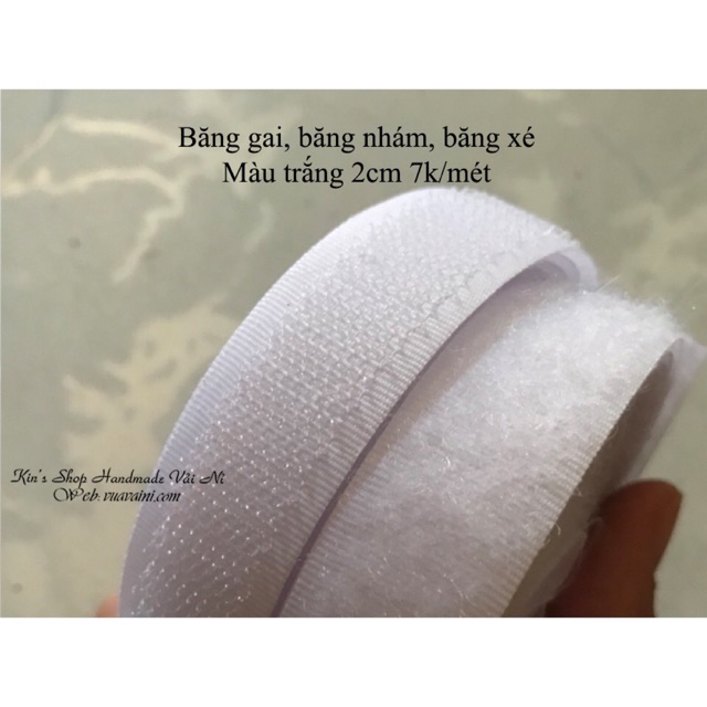 (Bản 2cm- 2.5cm-3cm-4cm-5cm-10cm-Màu Trắng/Đen) Băng gai, băng xé dính loại TỐT LÔNG MỀM dùng may mặc, phụ kiện handmade