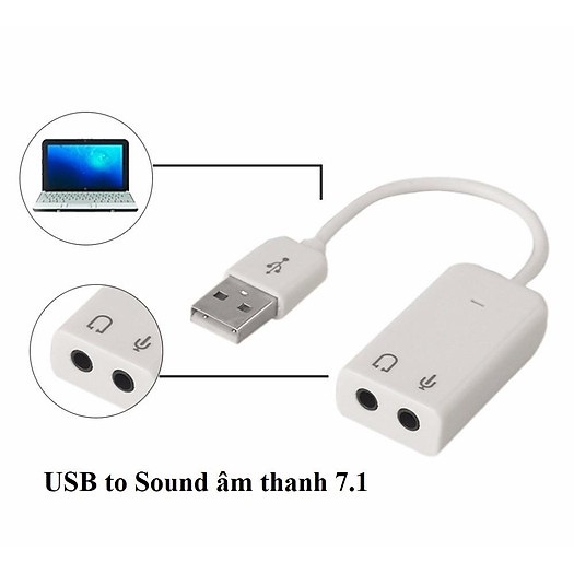 Usb sound dây 3d 7.1 trắng sound 5H tiện lợi chuyển đổi từ USB sang âm thanh  ARIGATO USD7