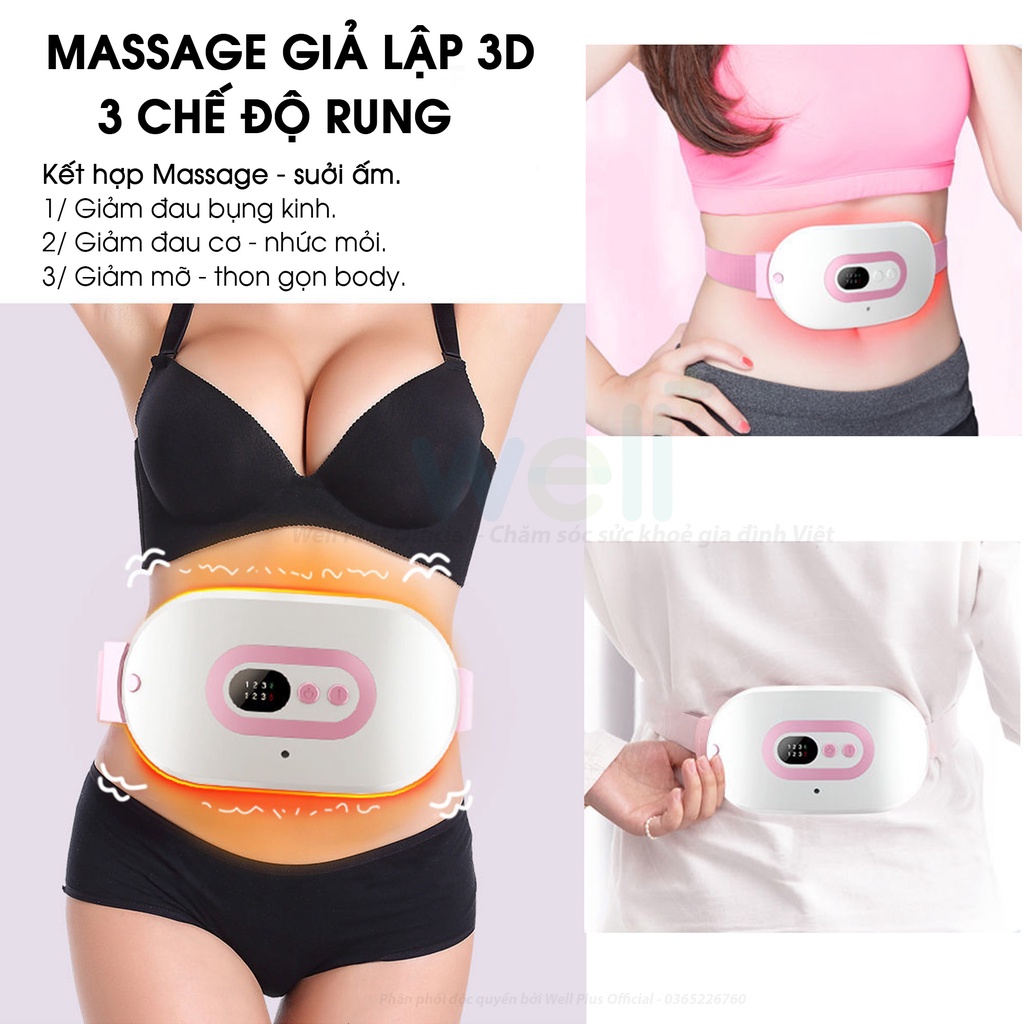 Đai Massage Bụng Kinh Cho Bạn Gái Máy Làm Ấm Chườm Nóng Giảm Đau Mát Xa Đến Ngày Và Kỳ Kinh Nguyệt
