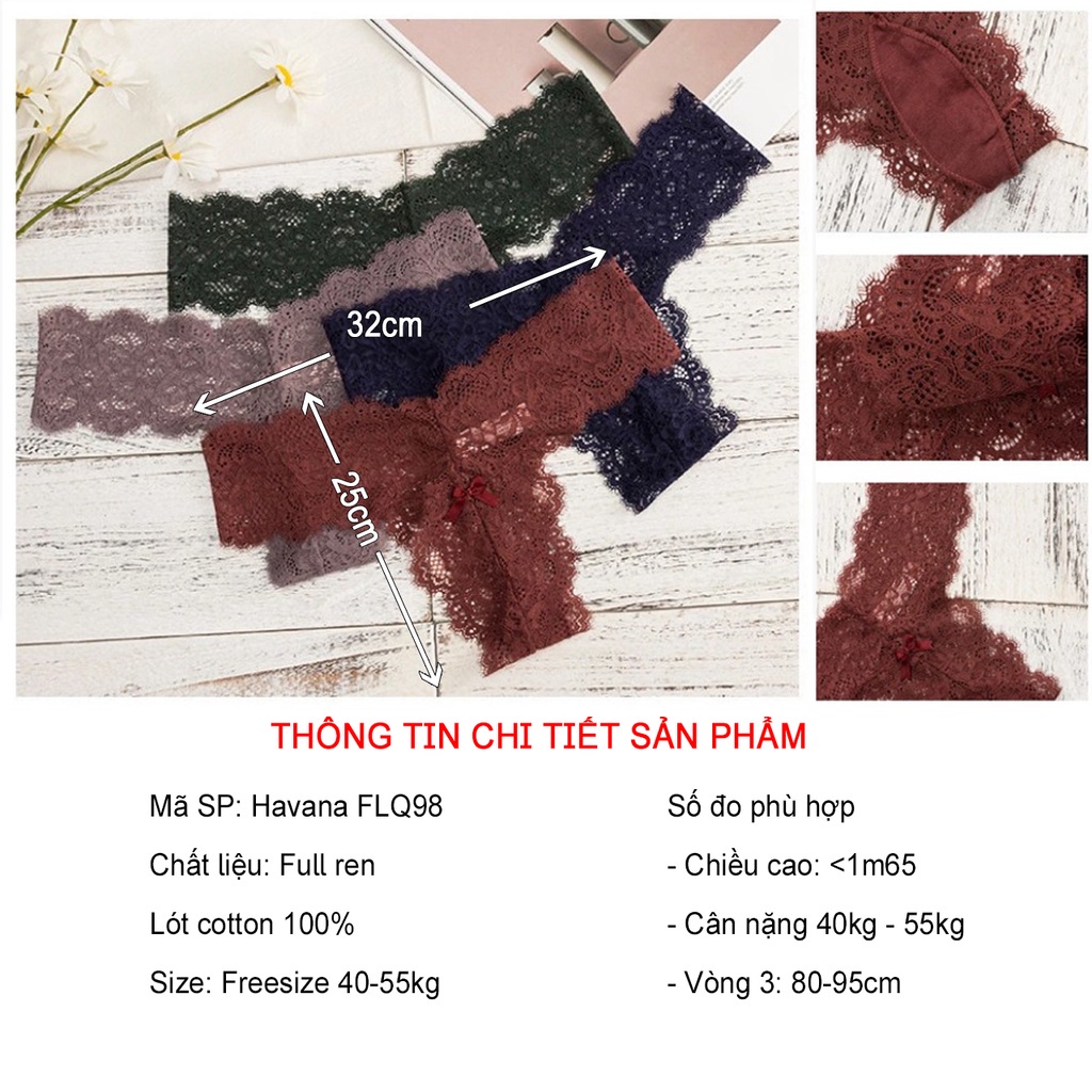 Quần lọt khe ren mịn dáng chữ T, quần chip nữ gợi cảm Havana FLQ98 A4