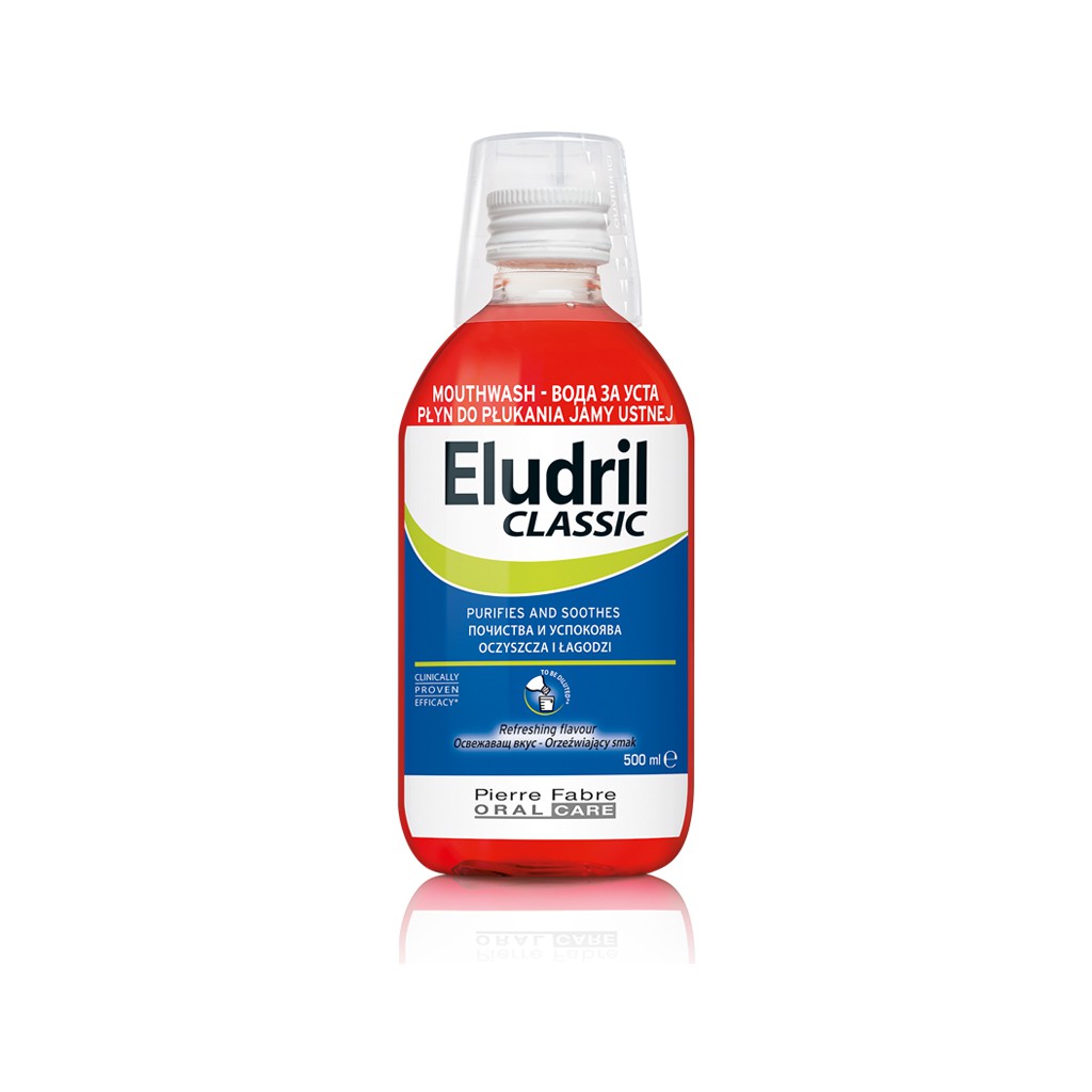Nước xúc miệng bảo vệ nướu (lợi) chống mảng bám, cho niềng răng Eludril Classic 500 ml