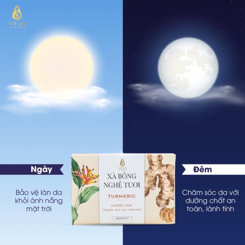 Combo 2 bánh Xà Bông Nghệ Mela chính hãng tặng túi tạo bọt | BigBuy360 - bigbuy360.vn