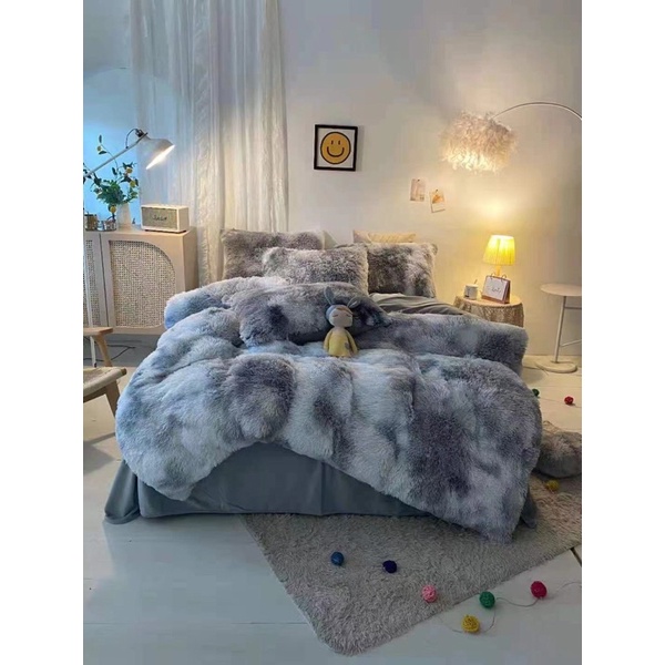 Bộ ga nỉ nhung lông chú ý nếu thêm gối ôm cùng mầu khách ib