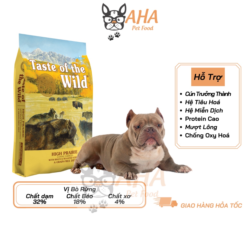 Thức Ăn Cho Chó Bully Taste Of The Wild Bao 2kg - Thức Ăn Cho Chó, Vị Bò Rừng &amp; Nai Nướng, Trái Cây Rau Củ, High Praire