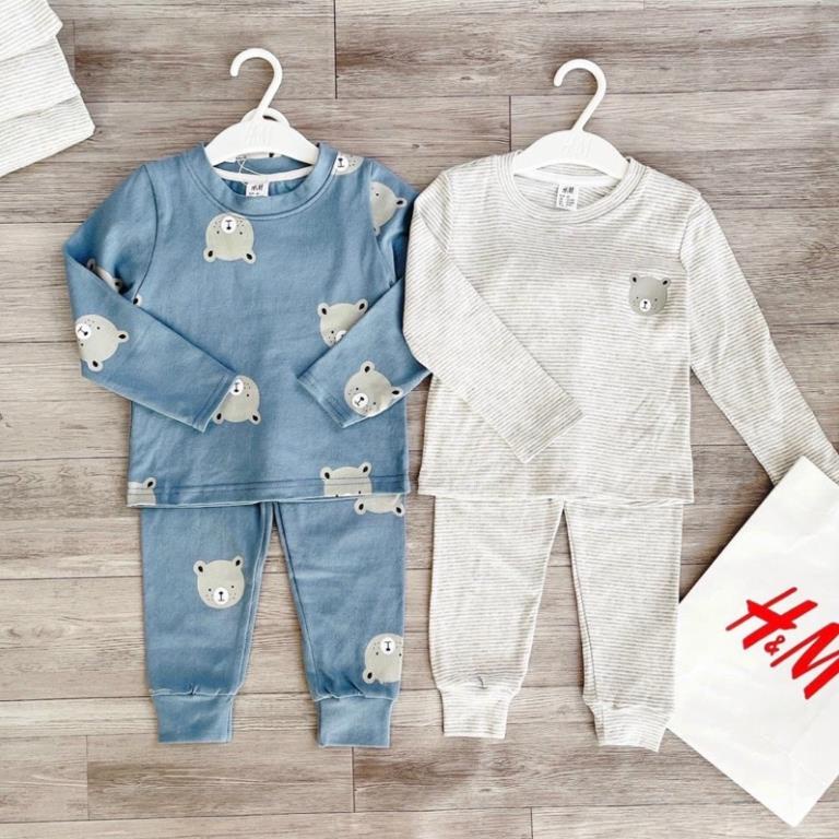 Sét 2 bộ hình gấu xanh kẻ cho BT