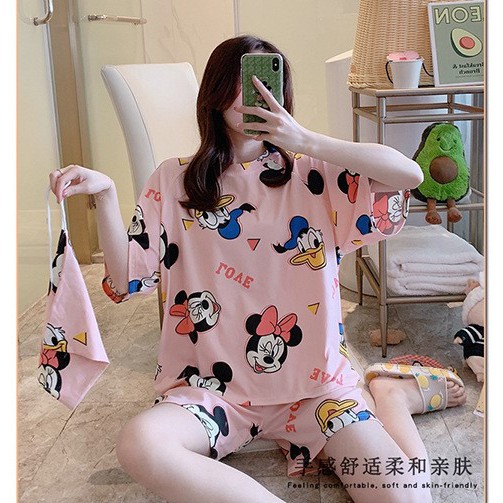 SALE CỰC HÓT Bộ Đồ Ngủ ,Đồ Mặc Nhà Nữ Họa Tiết Cute  Cực Xinh  HT01