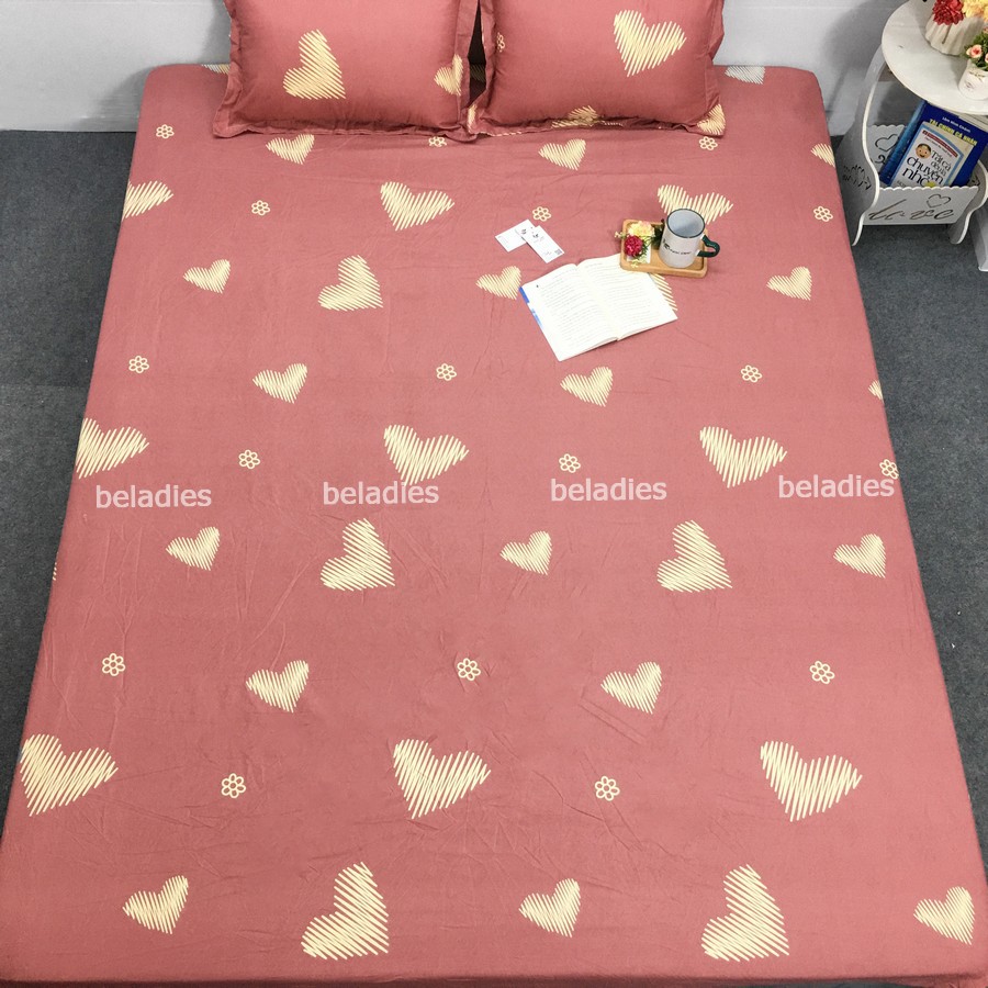 Ga giường đơn kí túc xá drap bọc đệm 1m2 2m kèm vỏ gối nằm 45x65cm poly cotton chưa gồm ruột gối