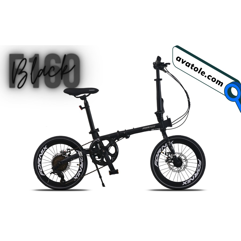 Xe đạp gấp Fornix F160 Khung sườn thép Chrome molypden Vòng bánh 16in Tay Đề L-TW00 2:1 A3 Tốc độ 8Speed màu Đen