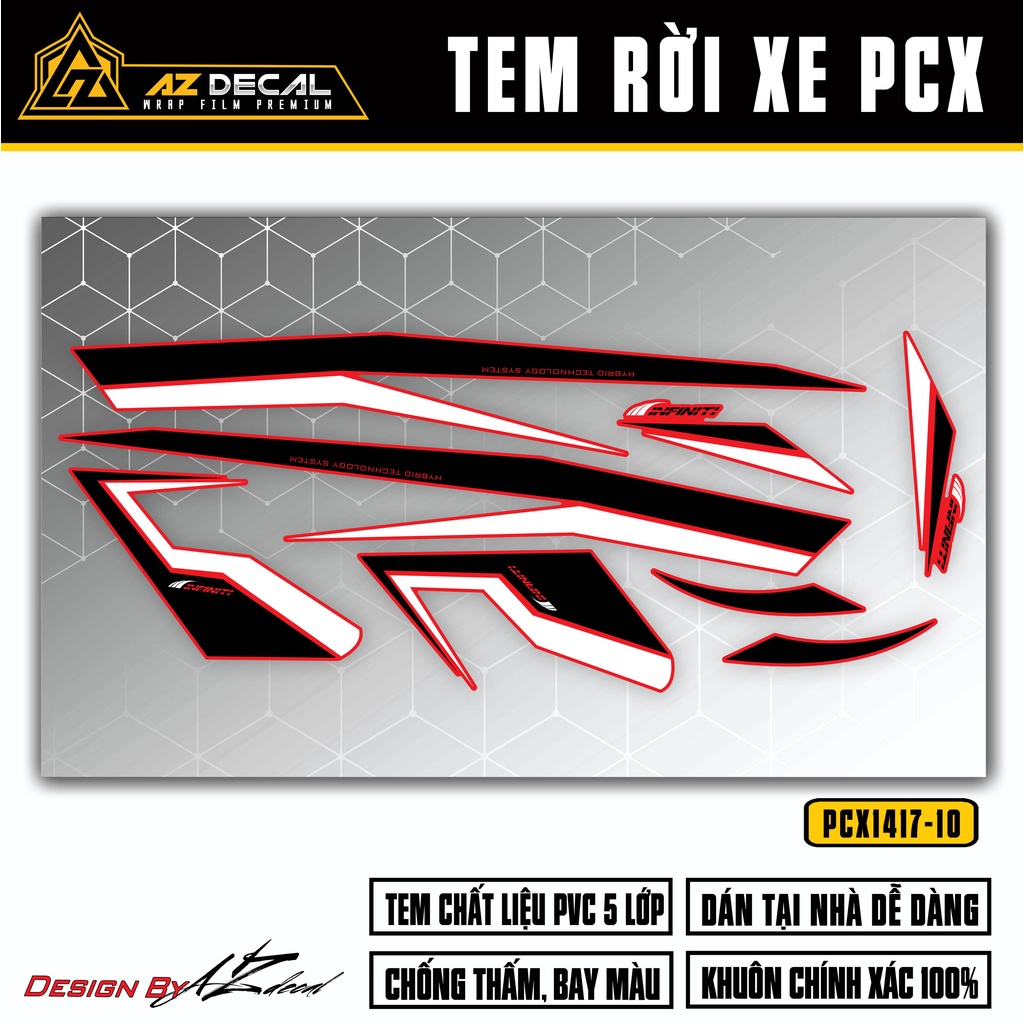 Tem Rời Dán Xe PCX Thiết Kế Infinity | PCX-10 | Decal Chế Dán Xe PCX 125 150 160 Chống Nước, Bền Màu
