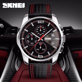 Đồng hồ Skmei mặt tròn dây da