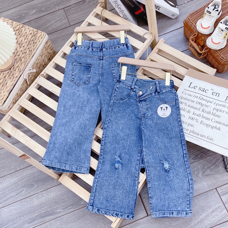 Quần jeans xuông rách sành điệu cho bé gái - QJXR